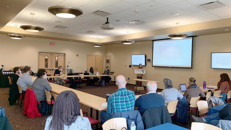 Audience members attend fall 2021 English Senior Seminar presentations